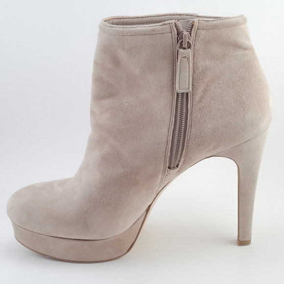 BCBG Paris Shoes - ➕BCBG➕ Cassandra Suede Ankle Booties, cream, 4"